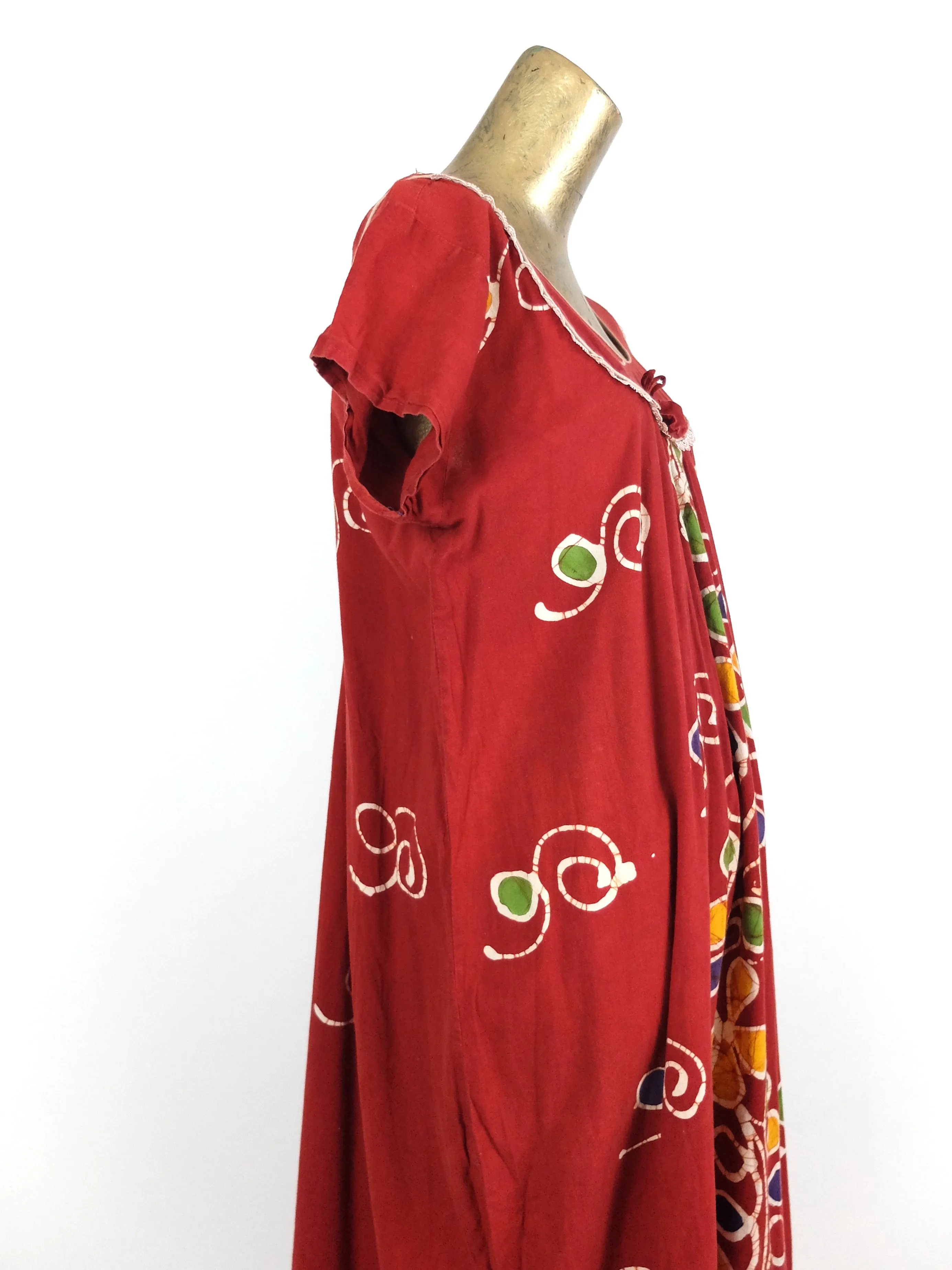 70s Psychedelic Hippie Butterfly Sleeve Maxi Dress