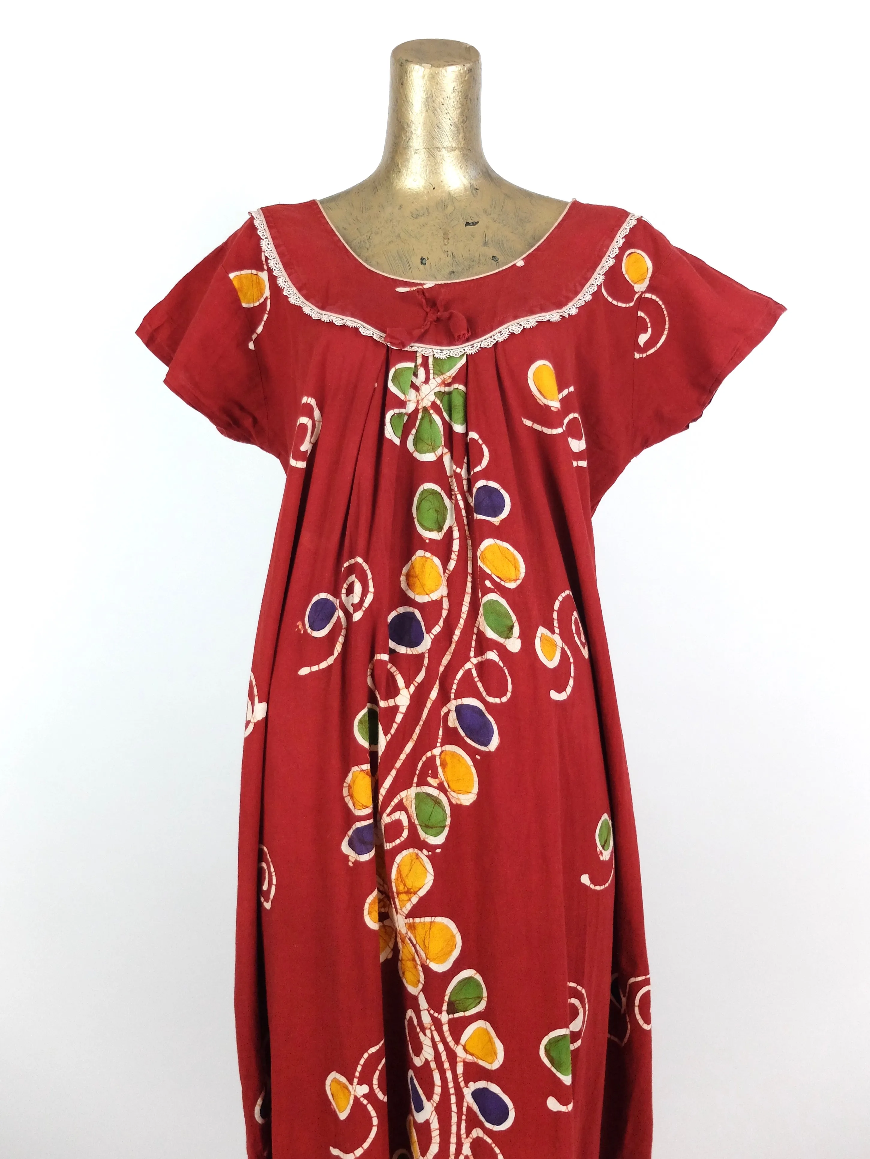 70s Psychedelic Hippie Butterfly Sleeve Maxi Dress