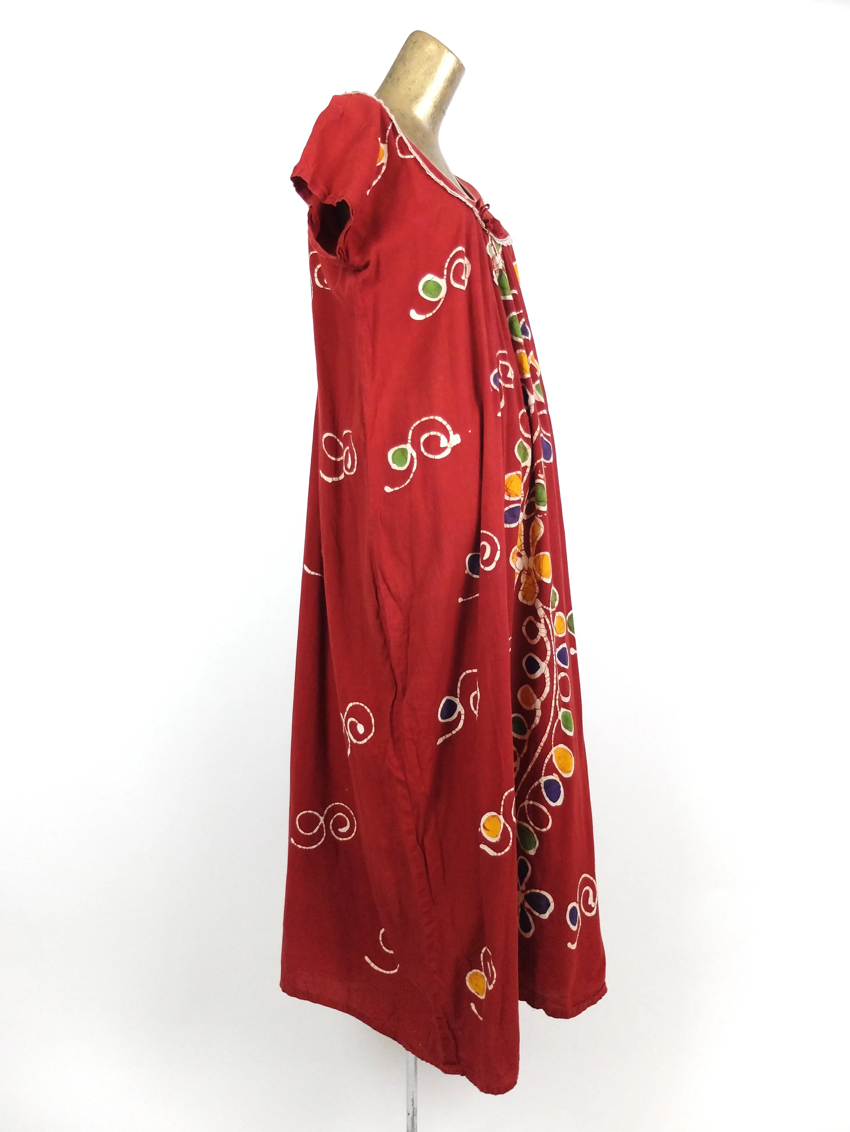 70s Psychedelic Hippie Butterfly Sleeve Maxi Dress