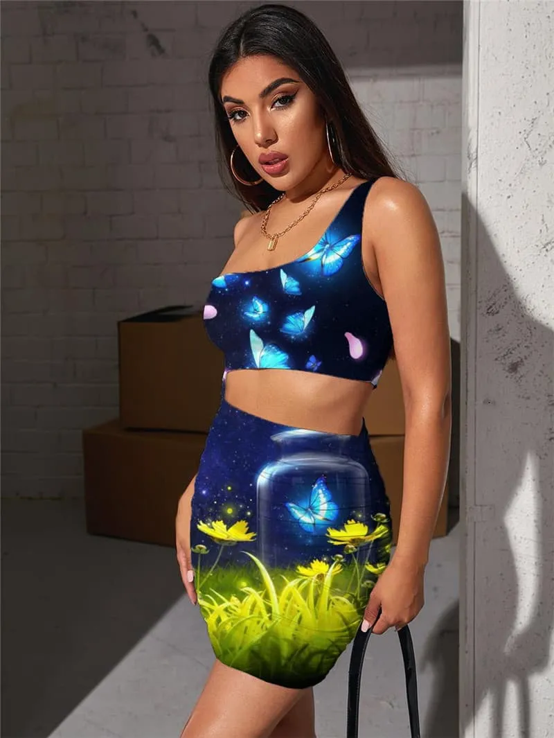 Butterfly Dresses Women Flower Bodycon Dress Animal 3d Print Galaxy Pleating