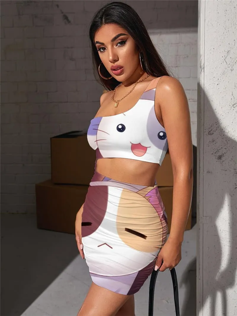 Cat Dresses Women Animal Bodycon Dress Lovely 3d Print Home Vestido Sexy Lovely Pleating