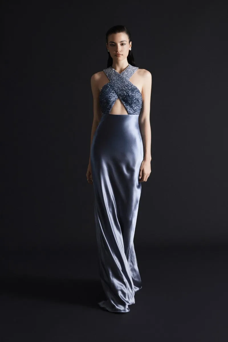 CHARLOTTE SLATE BLUE MAXI DRESS