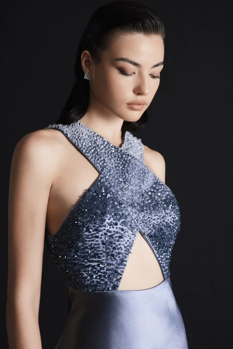 CHARLOTTE SLATE BLUE MAXI DRESS