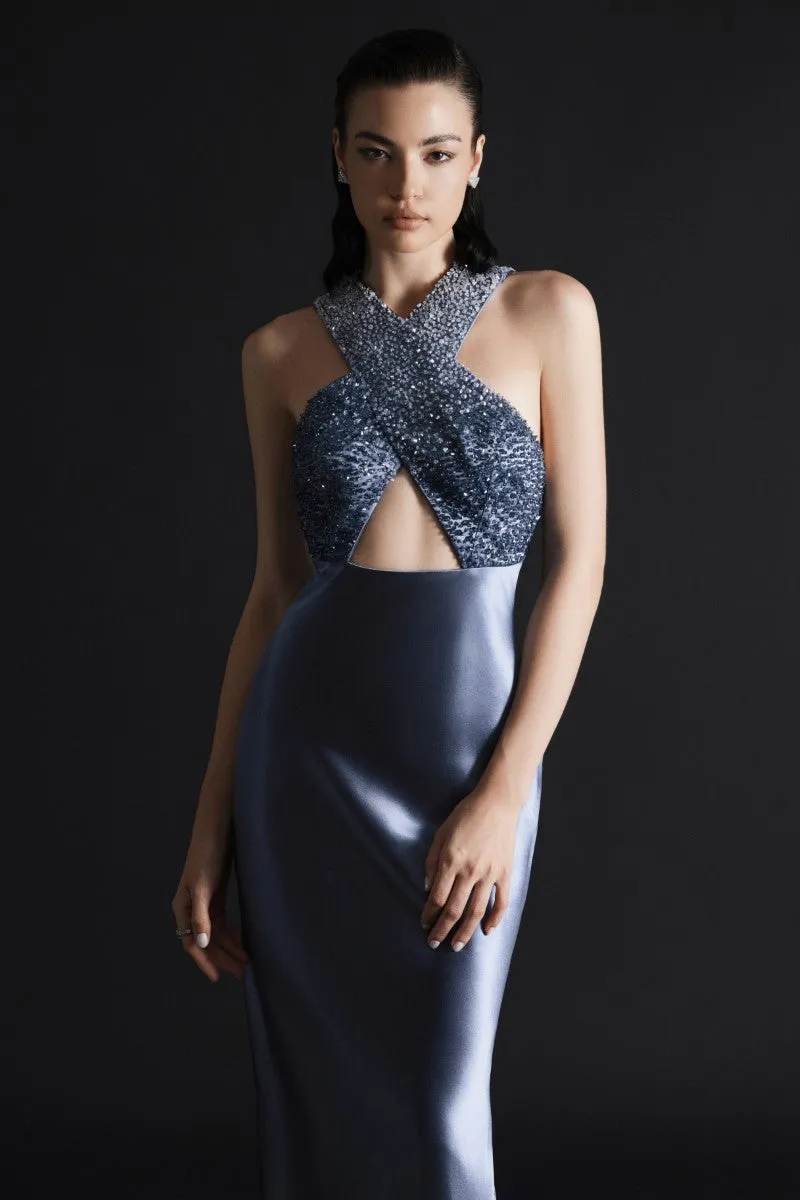 CHARLOTTE SLATE BLUE MAXI DRESS