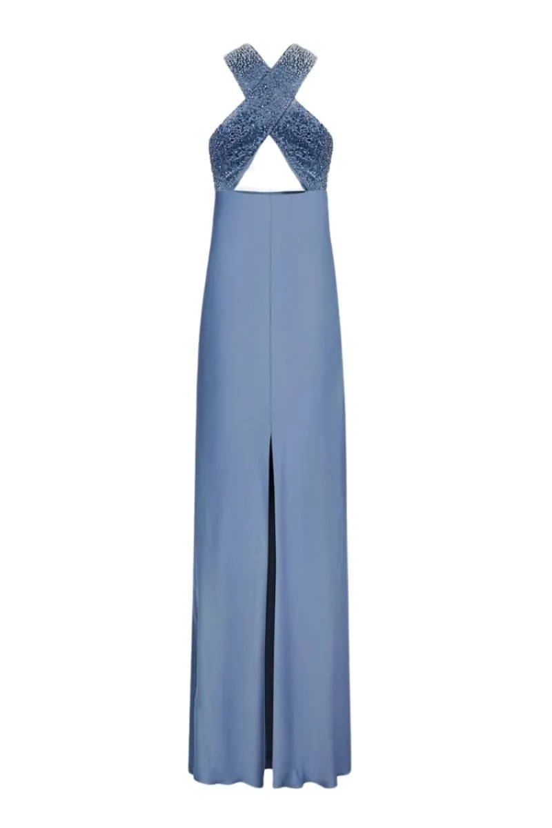 CHARLOTTE SLATE BLUE MAXI DRESS