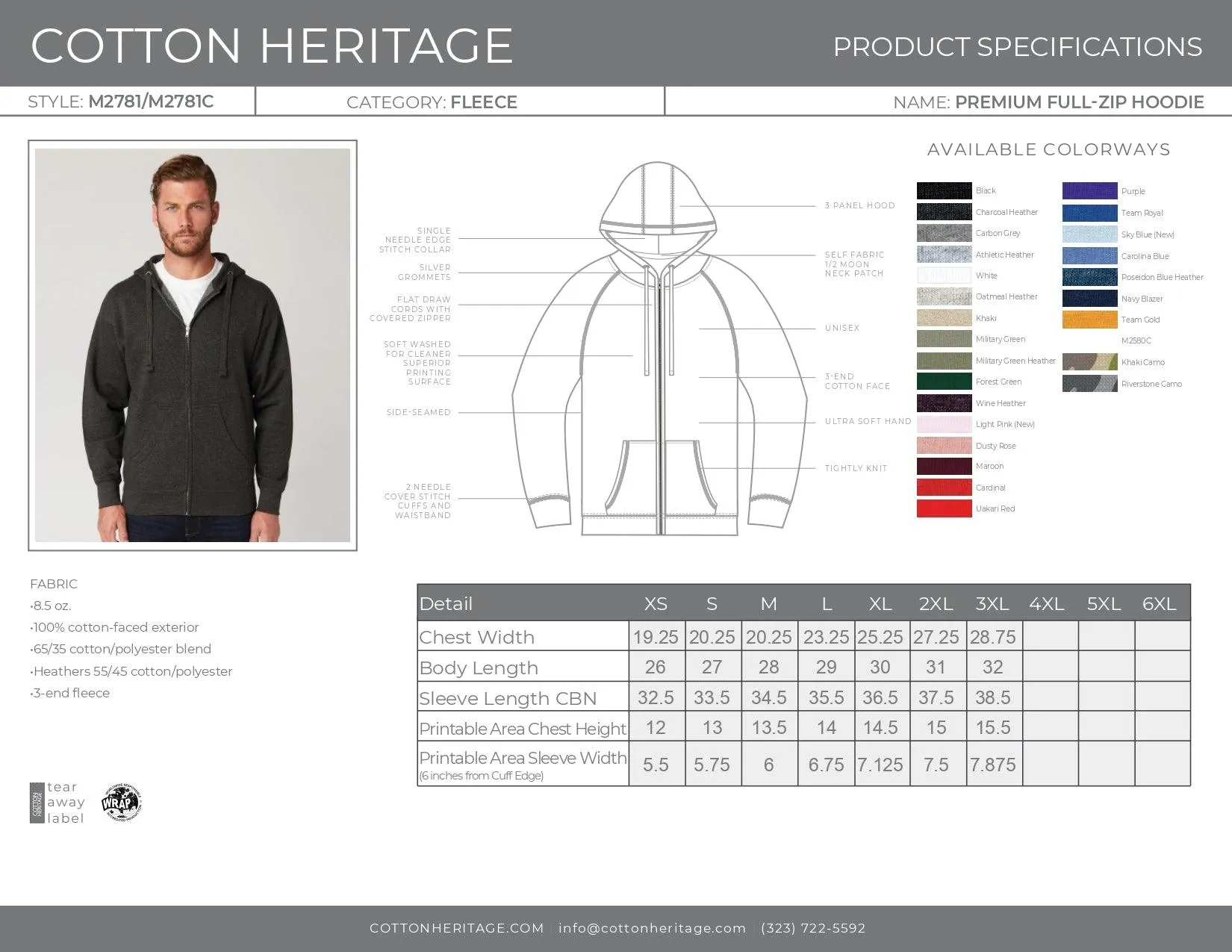 Cotton Heritage Unisex Premium 8.5 oz Fleece Flat Cord Zip Hoodie Printed with a Customizable WINTER & FALL SLANT COLLECTION Design