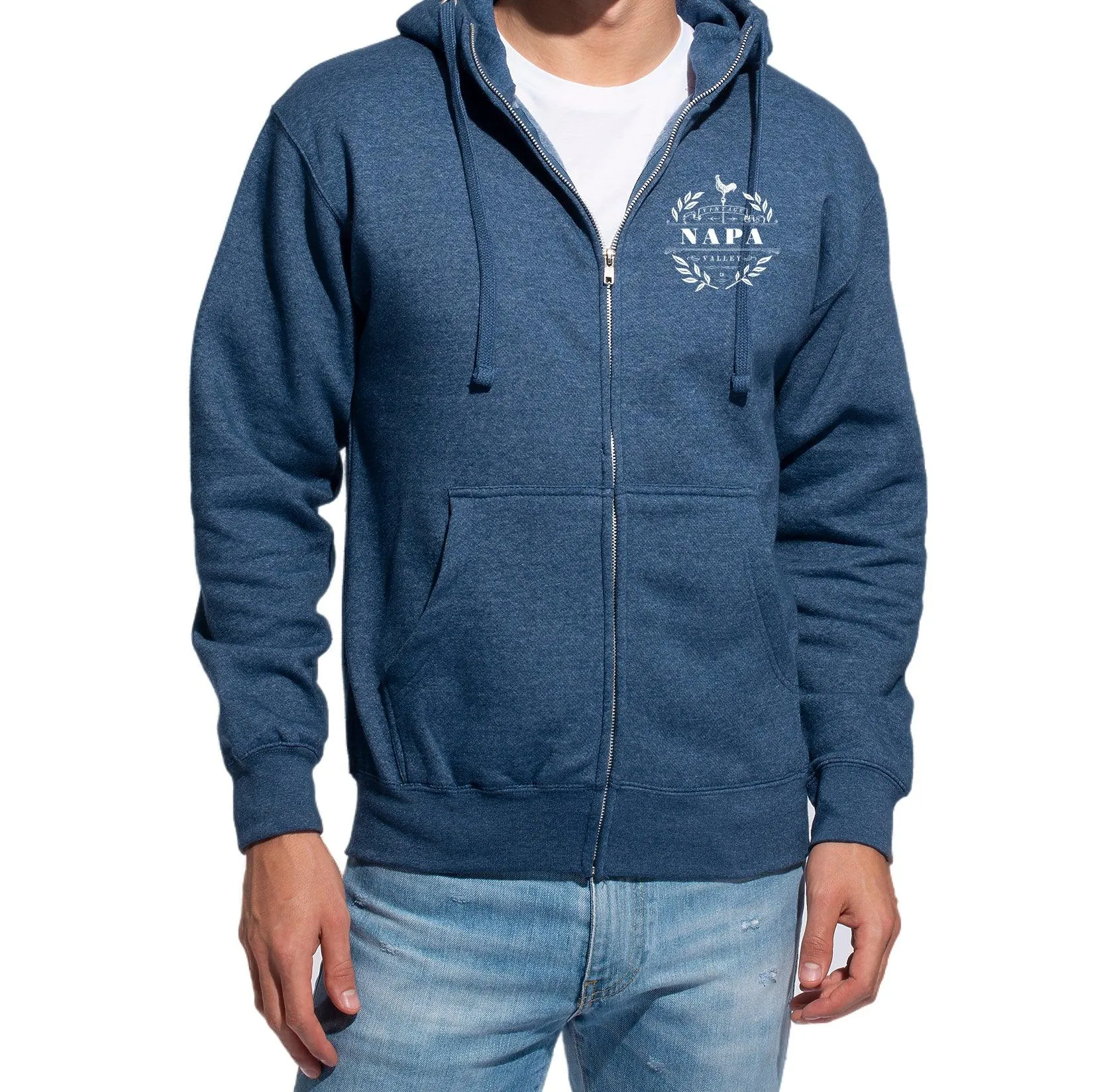 Cotton Heritage Unisex Premium 8.5 oz Fleece Flat Cord Zip Hoodie