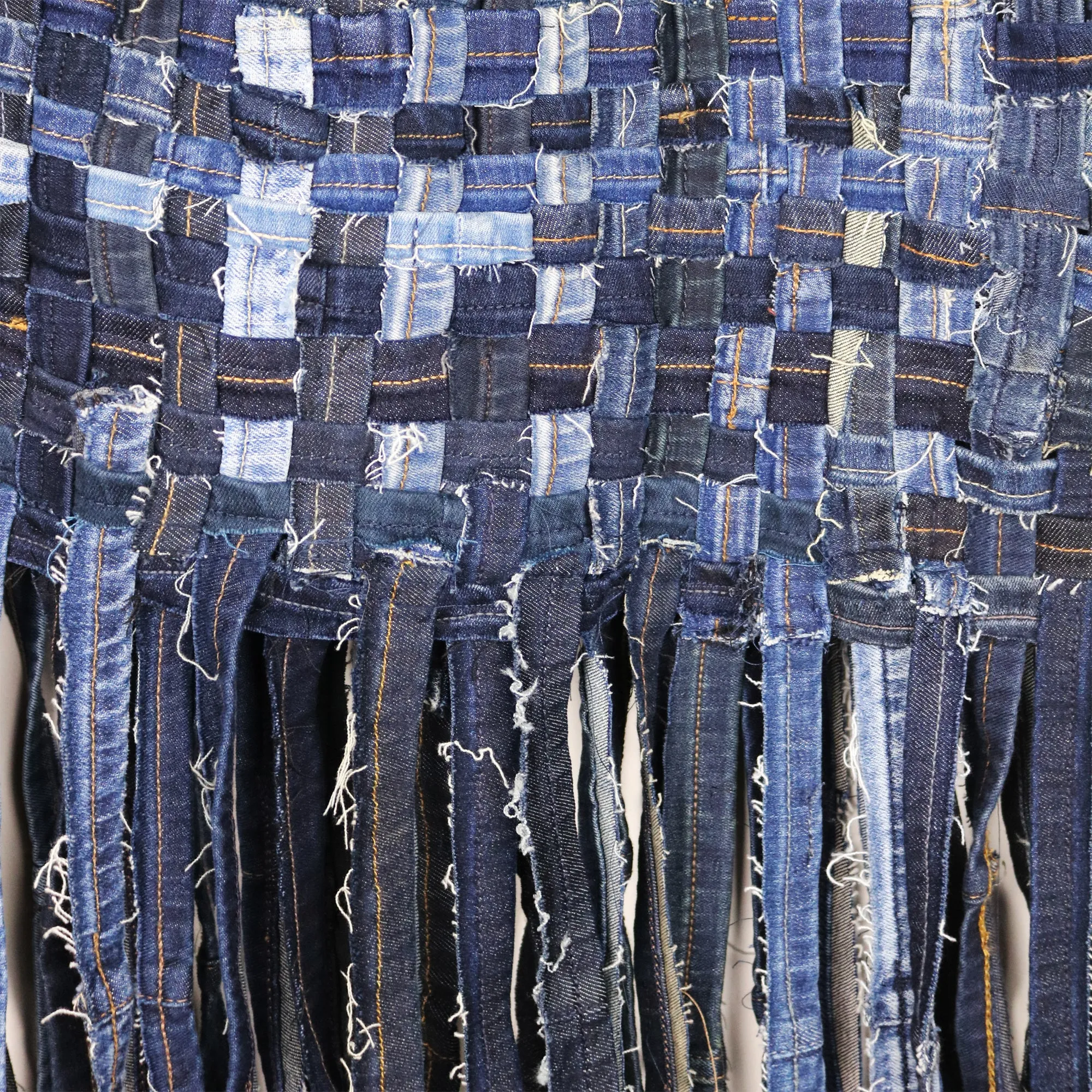 Dizzy On The Comedown - Upcycled denim basketweave skirt