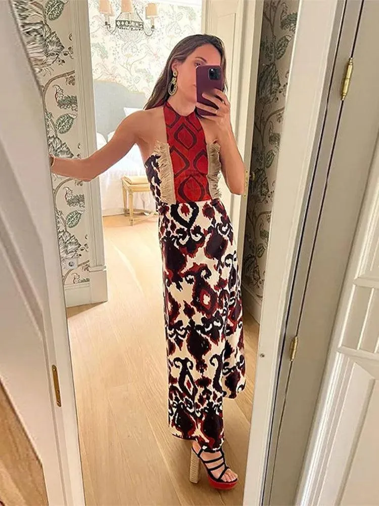 Elegant Lace-Up Maxi Dress: Stylish O-neck Bodycon - Fashionable Autumn/Winter Piece