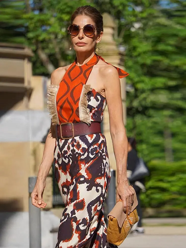 Elegant Lace-Up Maxi Dress: Stylish O-neck Bodycon - Fashionable Autumn/Winter Piece