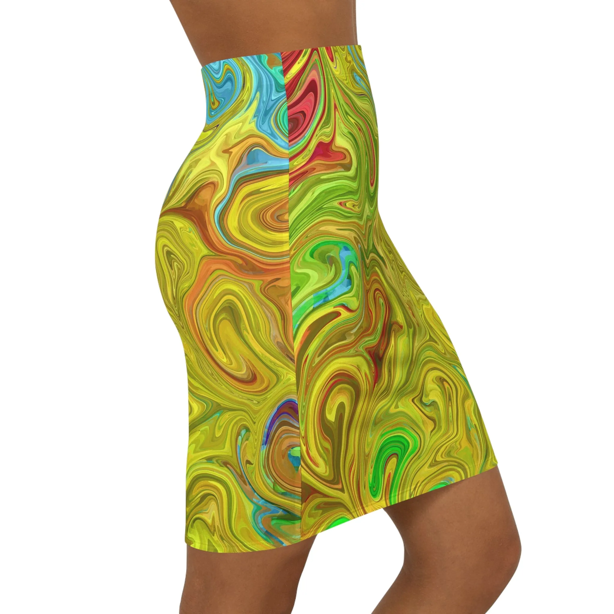Epoxy Pour, Women's Mid-Waist Pencil Skirt (AOP)