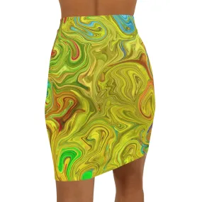 Epoxy Pour, Women's Mid-Waist Pencil Skirt (AOP)