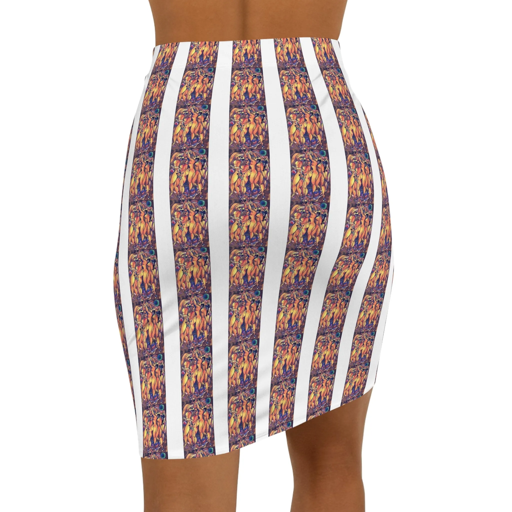 Fire Dance, Women's Mid-Waist Pencil Skirt (AOP)