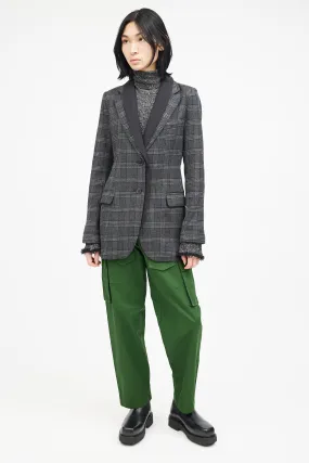 Grey & Black Wool Plaid Blazer