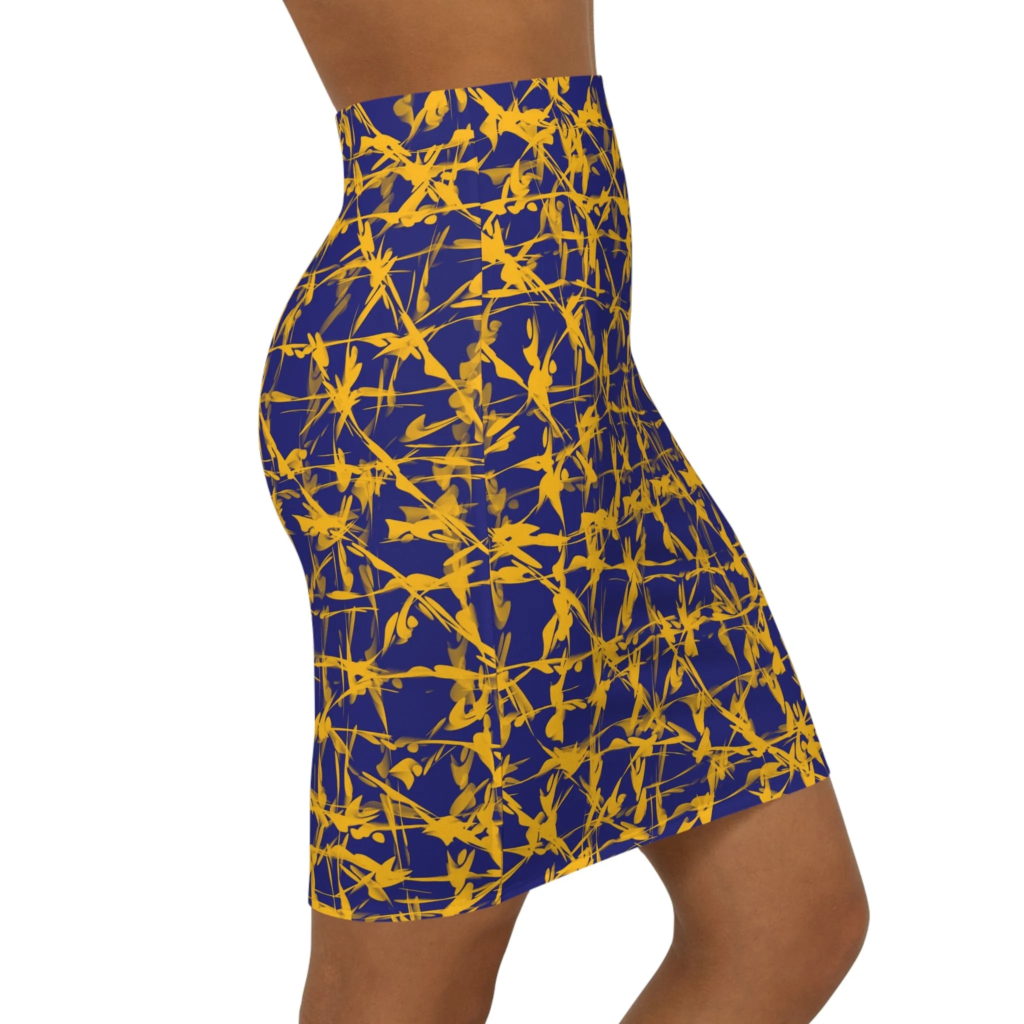 Groovy, Women's Mid-Waist Pencil Skirt (AOP)
