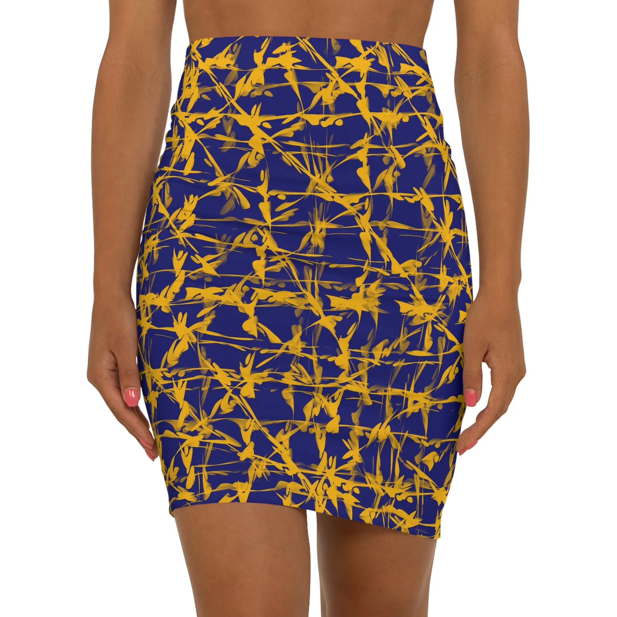 Groovy, Women's Mid-Waist Pencil Skirt (AOP)