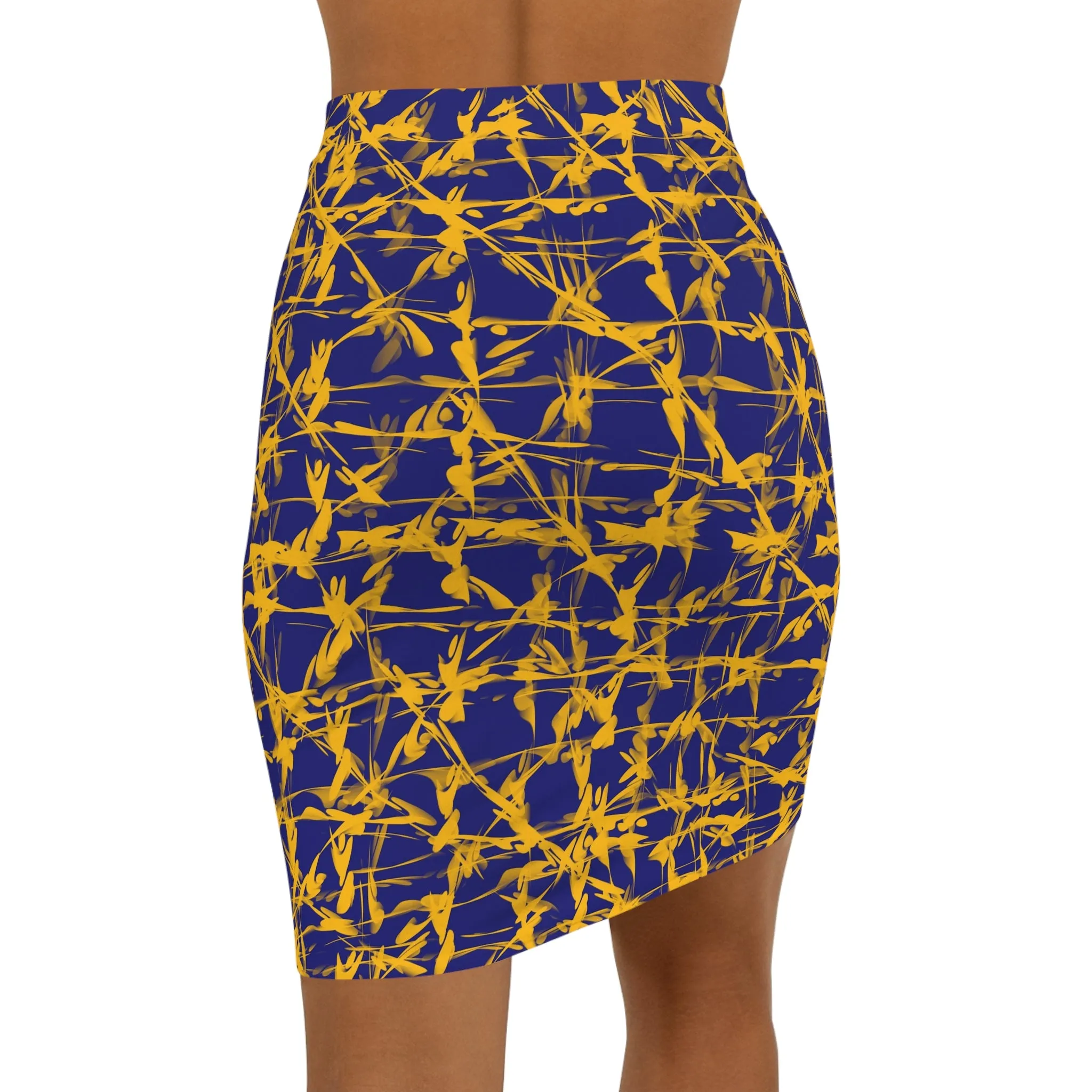 Groovy, Women's Mid-Waist Pencil Skirt (AOP)