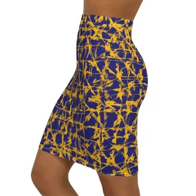 Groovy, Women's Mid-Waist Pencil Skirt (AOP)