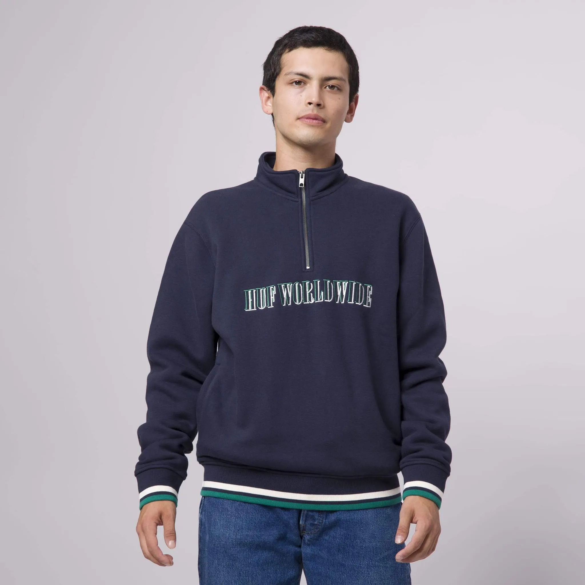 HUF SHADOW SERIF 1/4 ZIP MOCKNECK NABY BLAZER