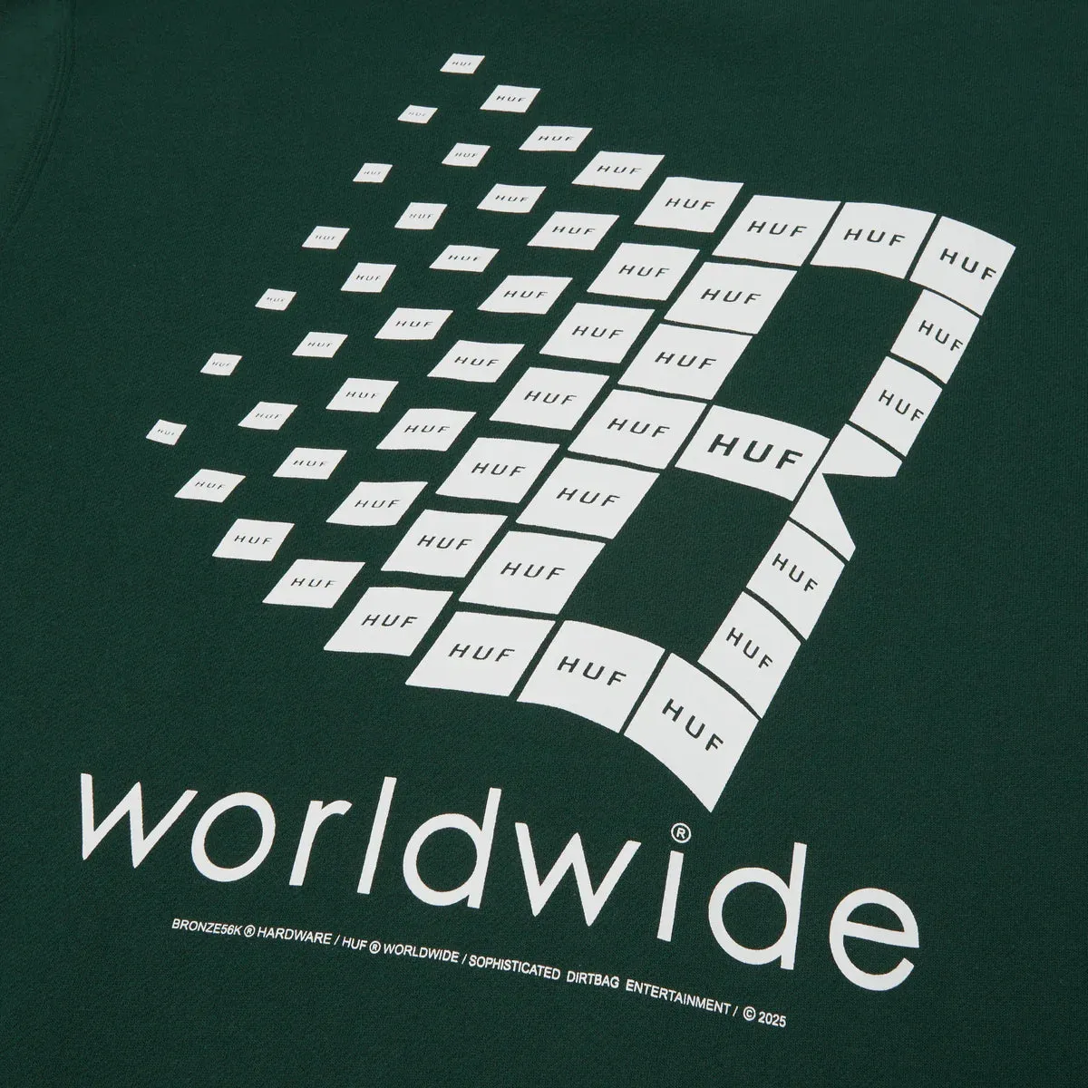 HUF X BRONZE56K - CREWNECK FOREST GREEN
