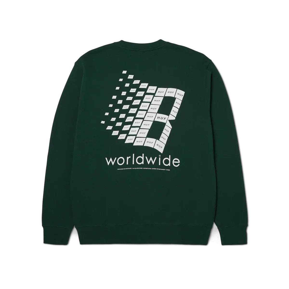 HUF X BRONZE56K - CREWNECK FOREST GREEN