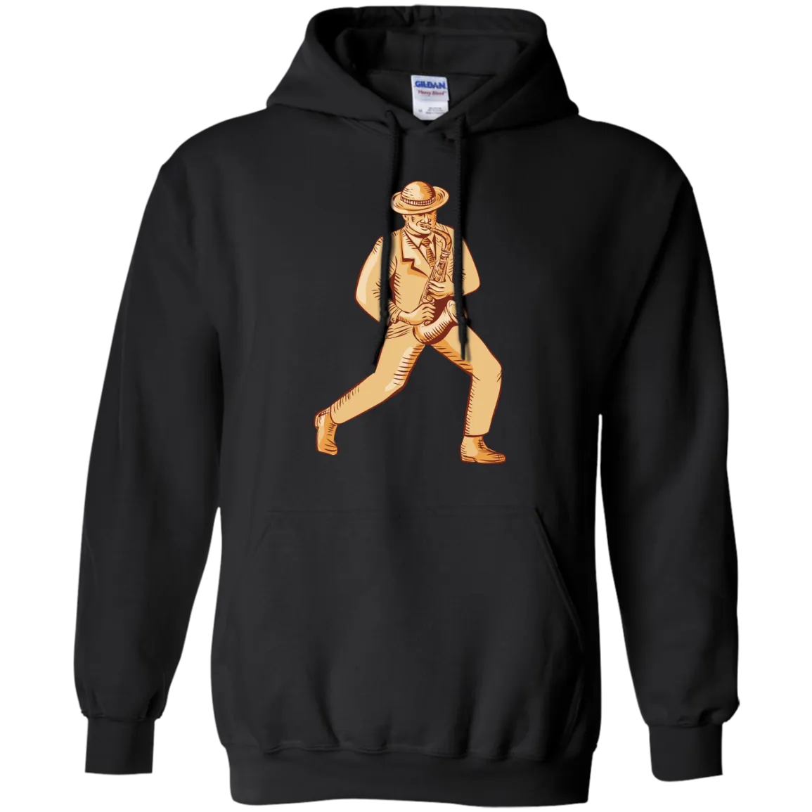 Jazz Player Playing Saxophone Etching T-Shirt