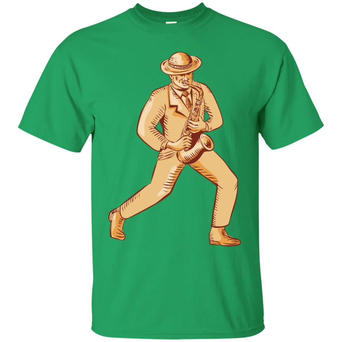 Jazz Player Playing Saxophone Etching T-Shirt