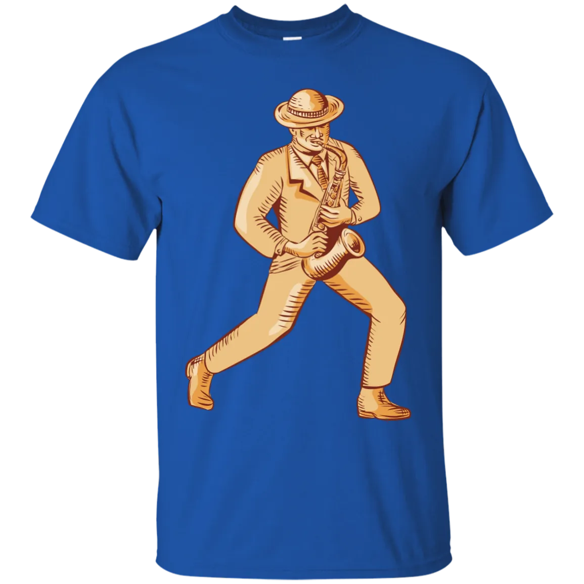 Jazz Player Playing Saxophone Etching T-Shirt