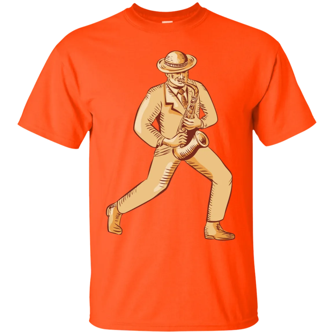 Jazz Player Playing Saxophone Etching T-Shirt