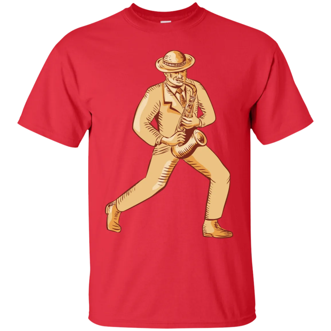 Jazz Player Playing Saxophone Etching T-Shirt