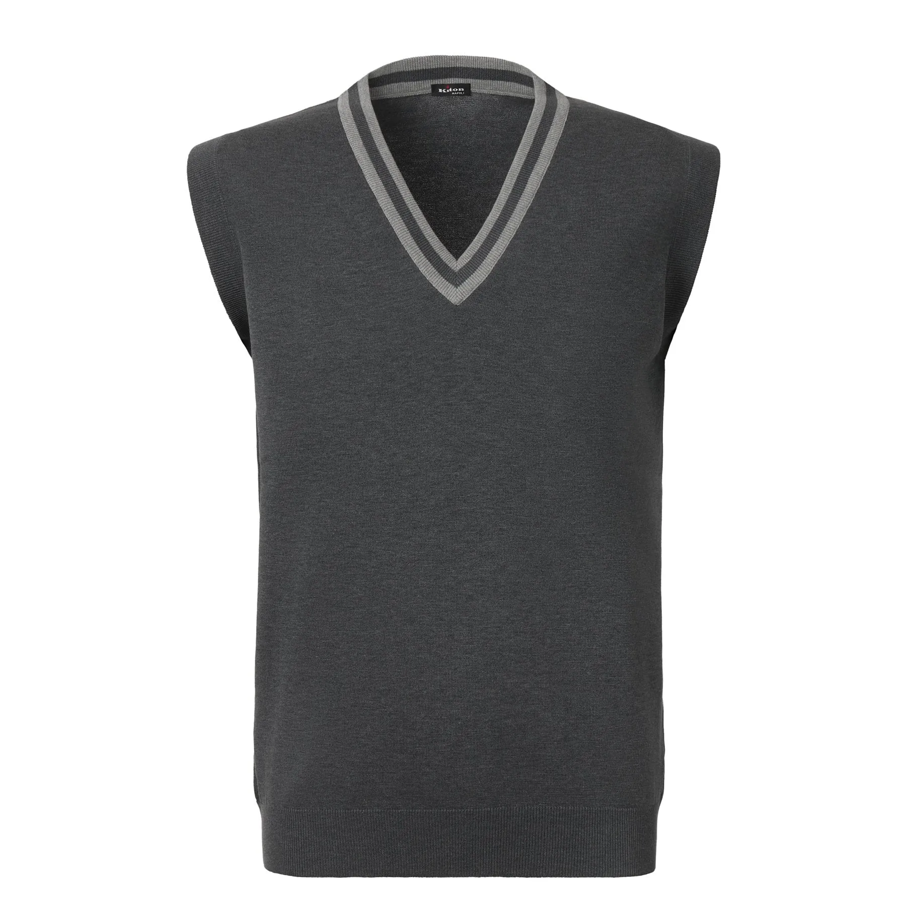 Jersey-Cotton V-Neck Gilet in Dark Grey
