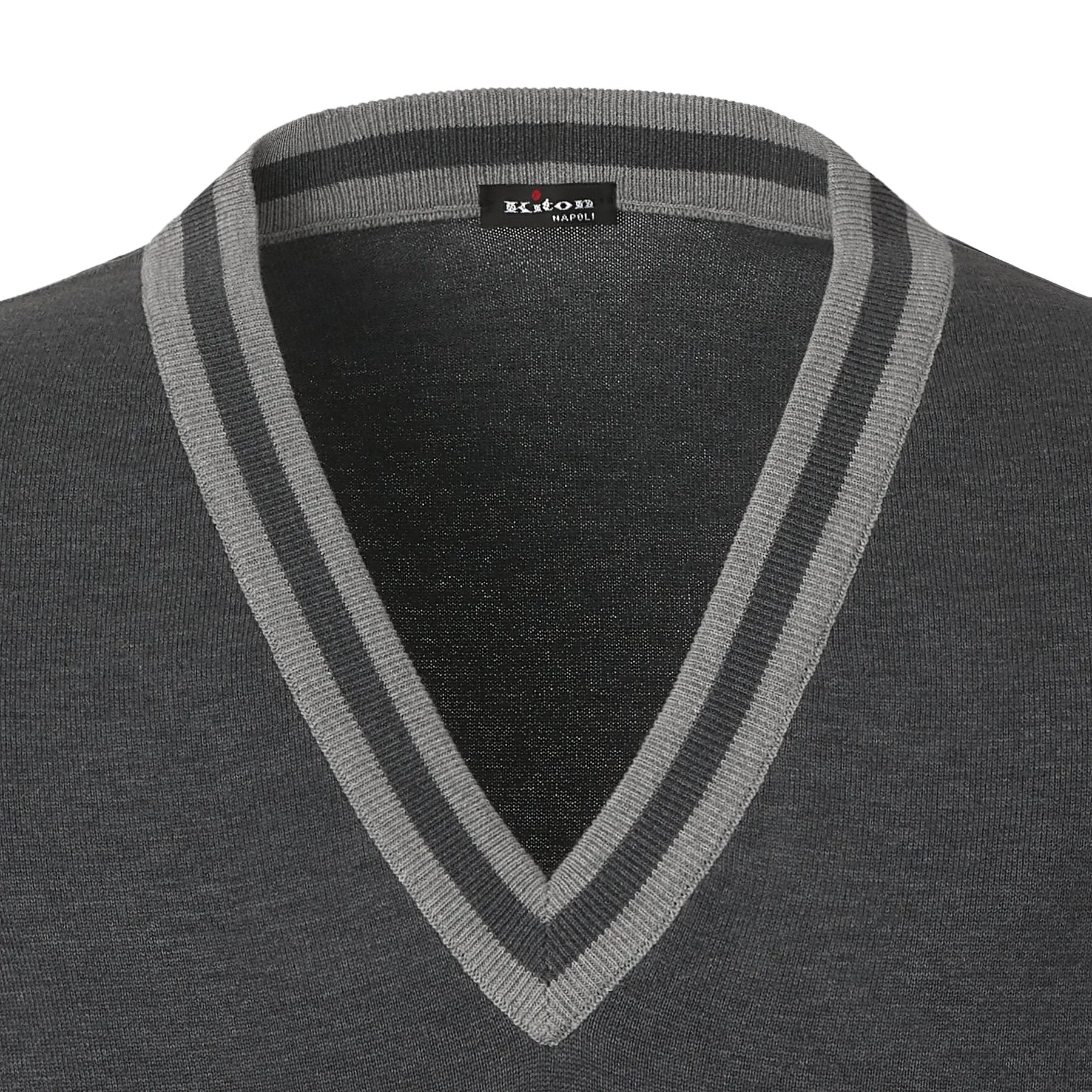 Jersey-Cotton V-Neck Gilet in Dark Grey