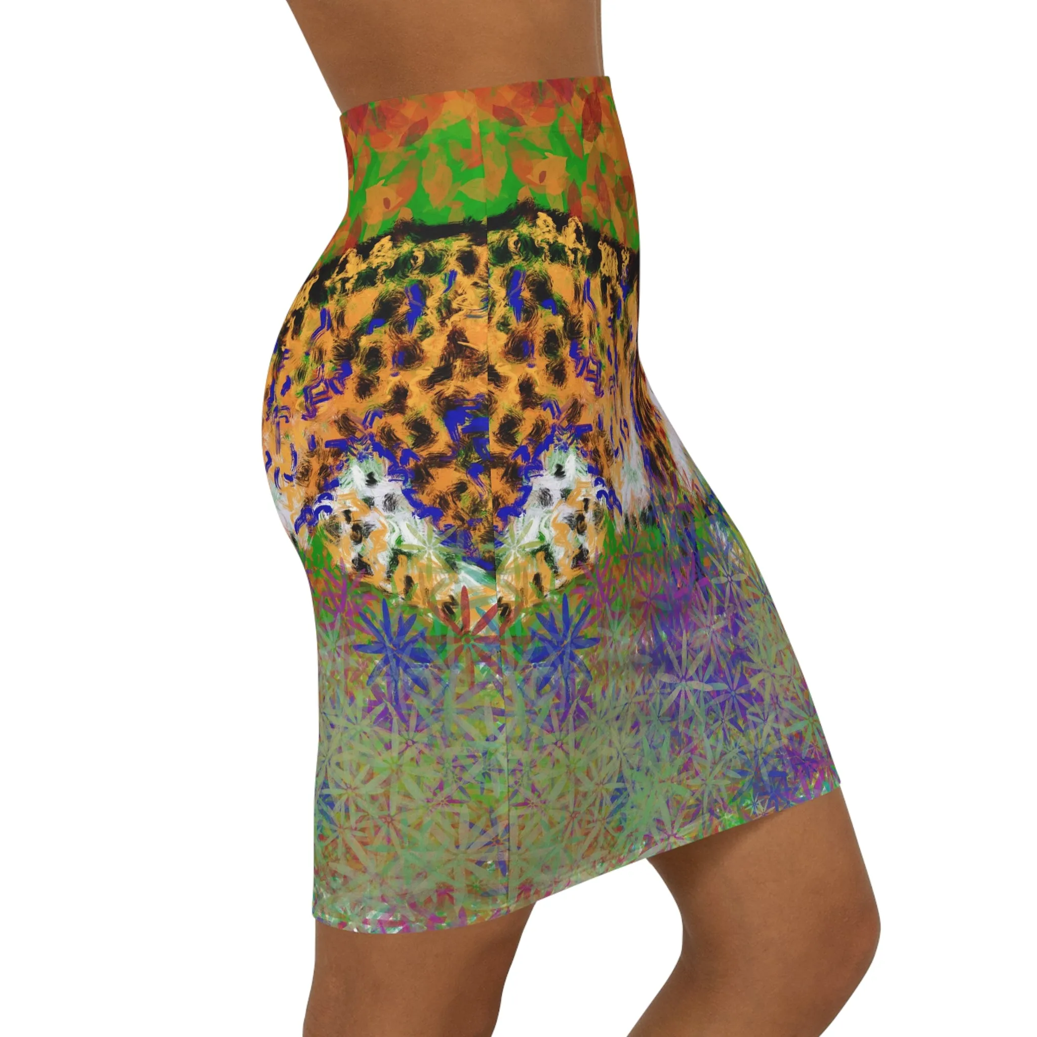 Kali, Women's Mid-Waist Pencil Skirt (AOP)