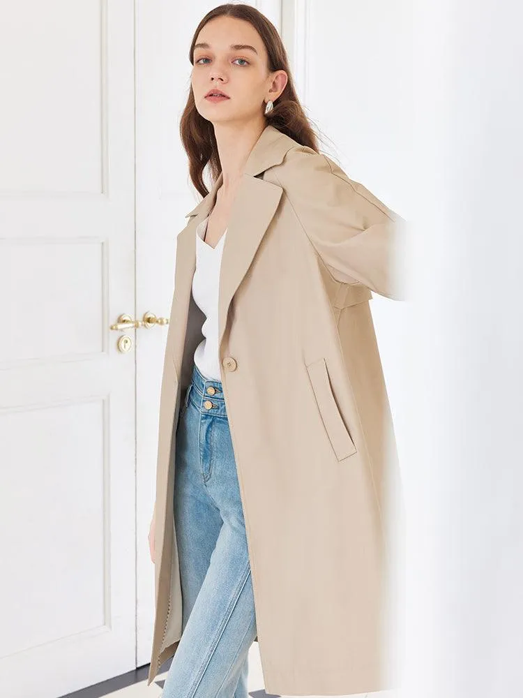 Khaki Striped inside Trench Coat With Belt