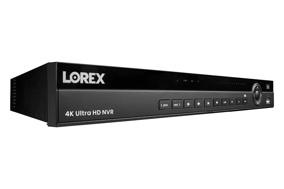 Lorex 4K (32 Camera Capable) 8TB Wired NVR System with Nocturnal 4 Smart IP Dome Cameras Featuring Motorized Varifocal Lens, Listen-In Audio and 30FPS Recording