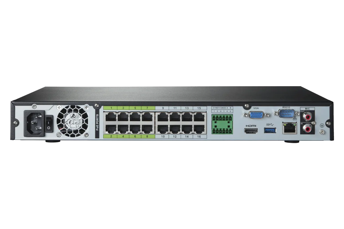 Lorex 4K (32 Camera Capable) 8TB Wired NVR System with Nocturnal 4 Smart IP Dome Cameras Featuring Motorized Varifocal Lens, Listen-In Audio and 30FPS Recording