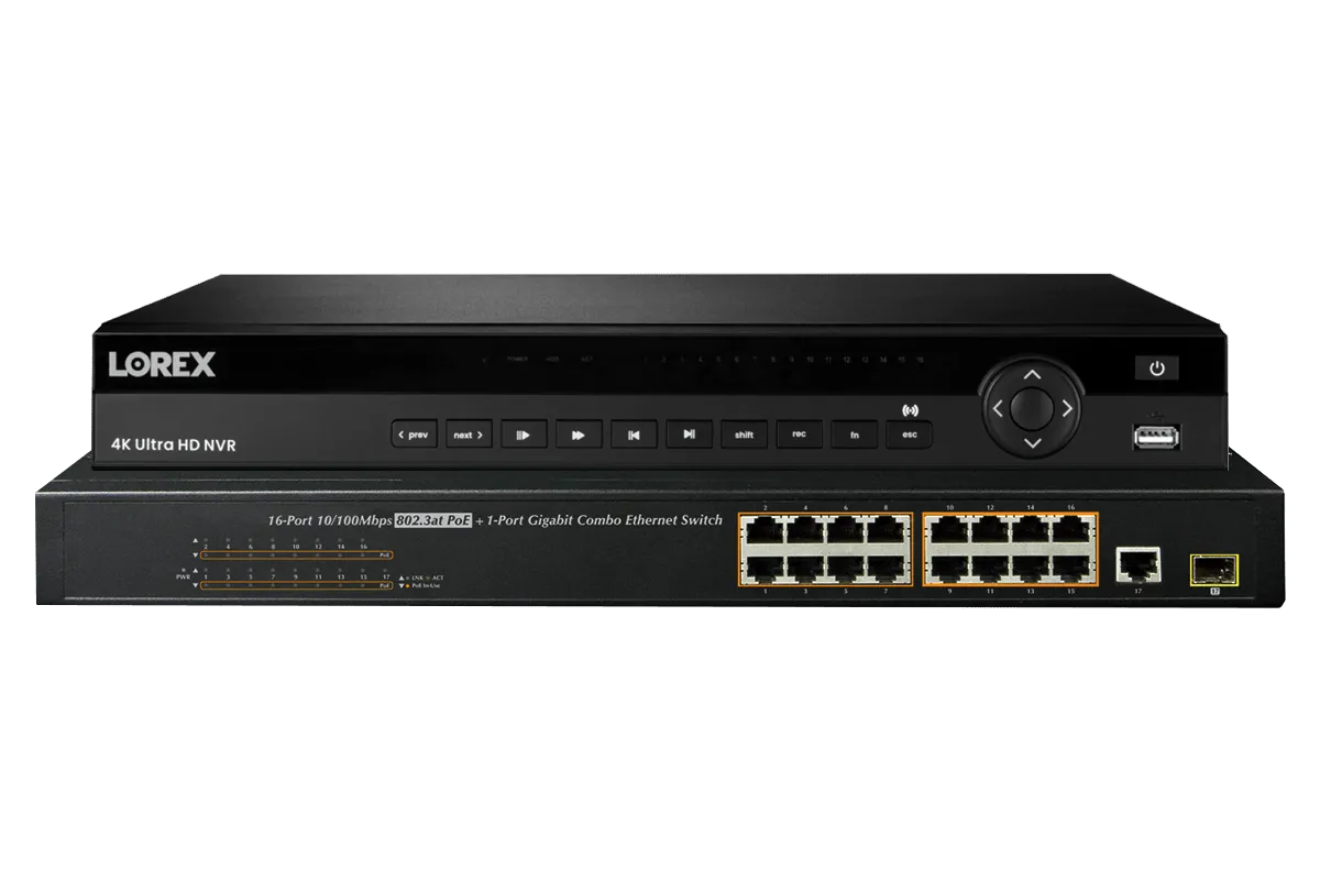 Lorex 4K (32 Camera Capable) 8TB Wired NVR System with Nocturnal 4 Smart IP Dome Cameras Featuring Motorized Varifocal Lens, Listen-In Audio and 30FPS Recording