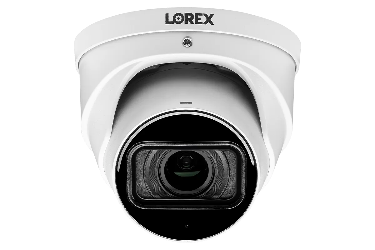Lorex 4K (32 Camera Capable) 8TB Wired NVR System with Nocturnal 4 Smart IP Dome Cameras Featuring Motorized Varifocal Lens, Listen-In Audio and 30FPS Recording