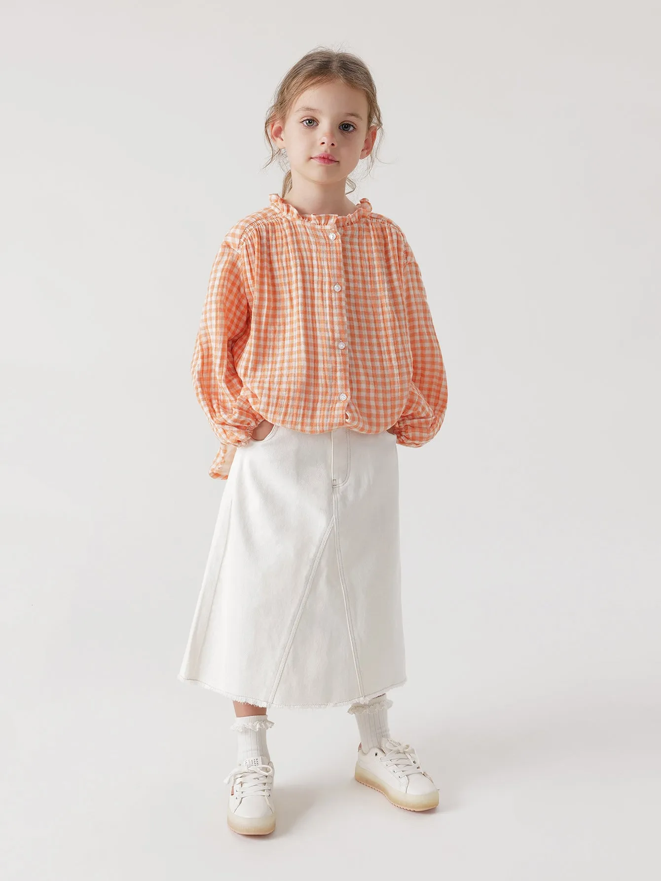 MARC & JANIE Girls A-Line Denim Skirt Midi Jean Skirt 241595