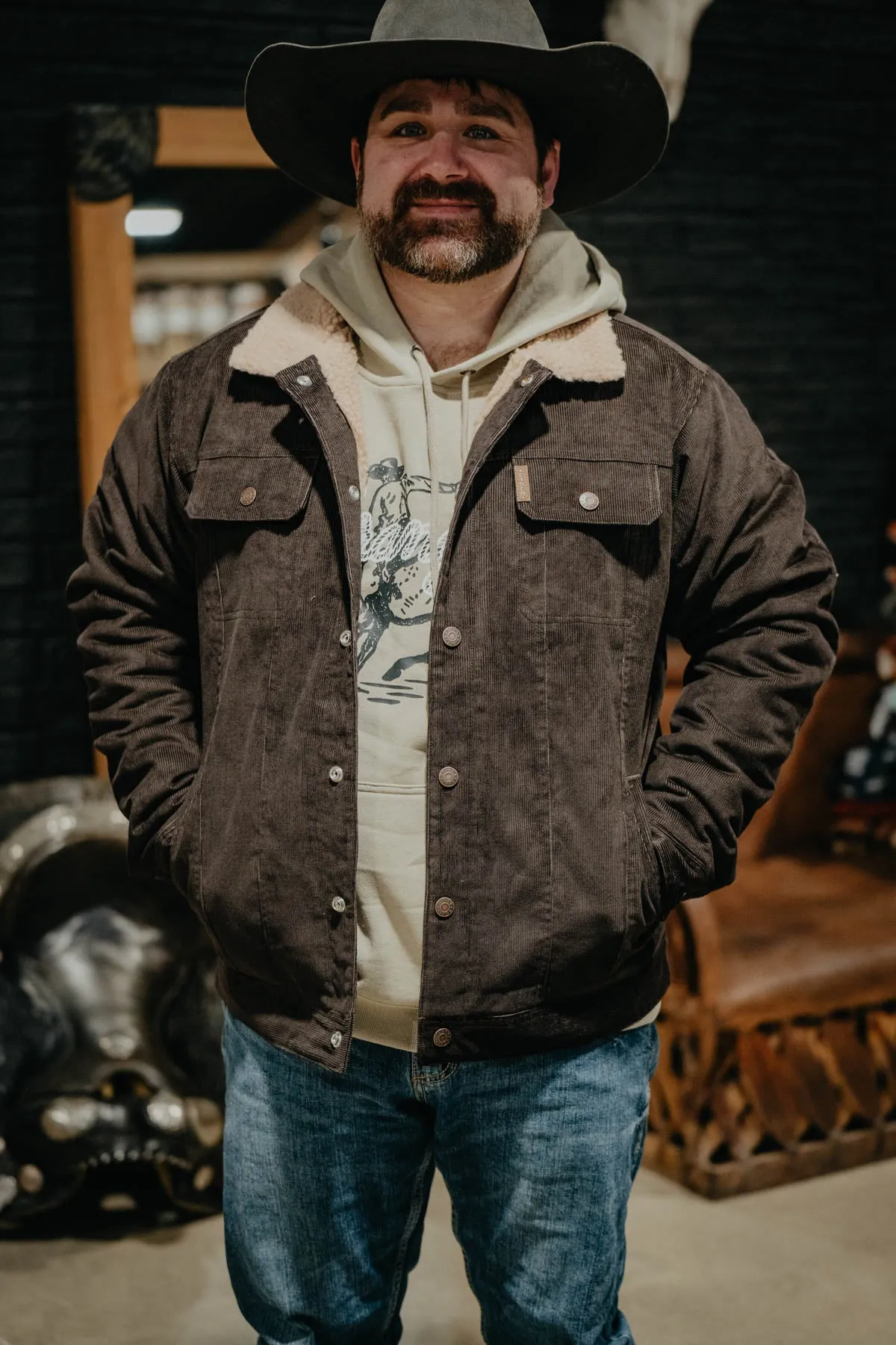 Men's CINCH Brown Corduroy Sherpa Lined Jacket (S - XXL)