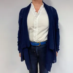 Navy Blue Cashmere Waterfall Cardigan Large
