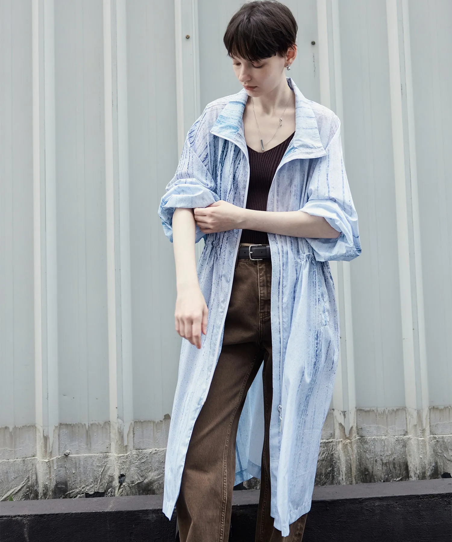Nuance Print UV-Protection Trench - Long Lightweight Coat