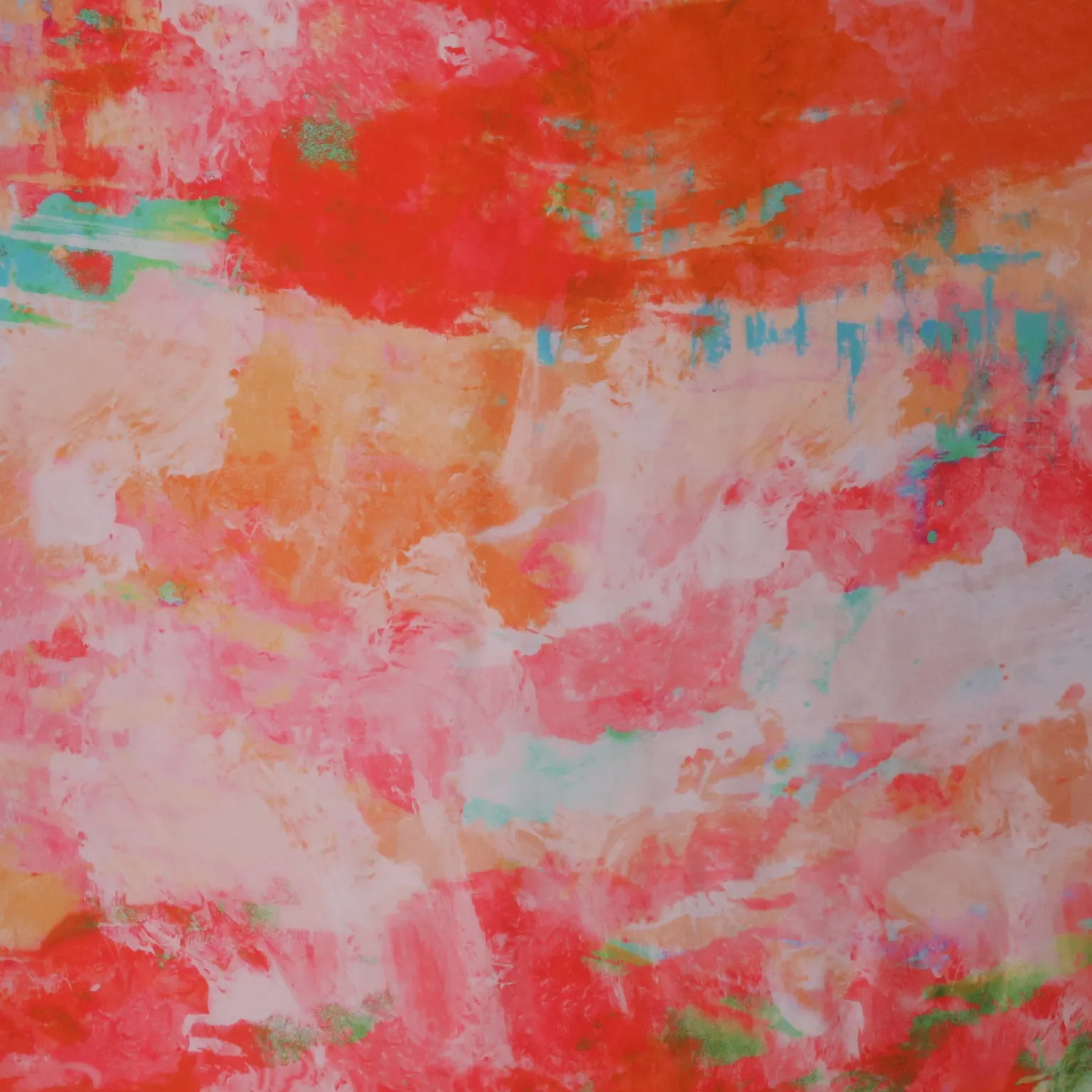 Orange White and Pink Paint Splatters Printed Silk Charmeuse Fabric
