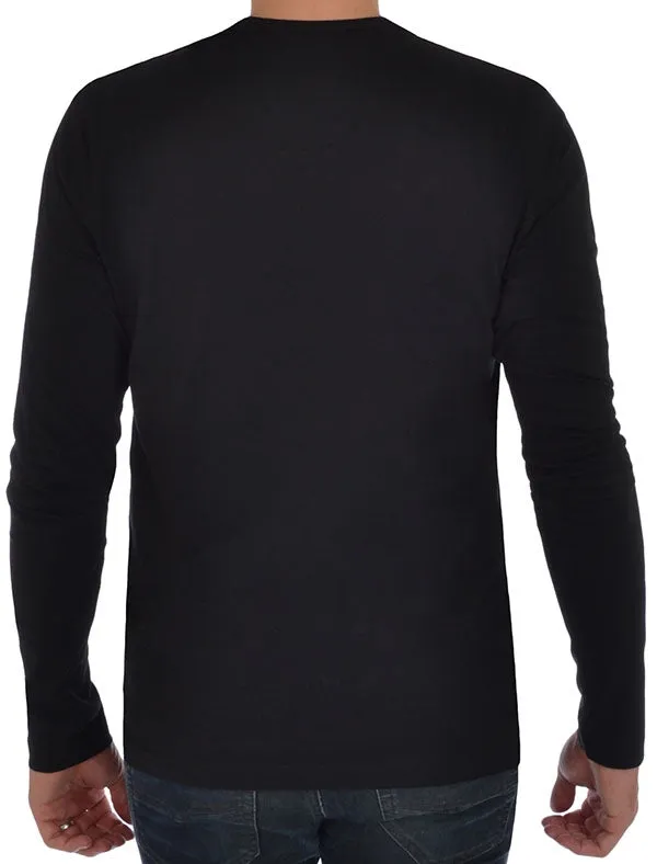 PragueC Long Sleeve Cotton Jersey Top in Black