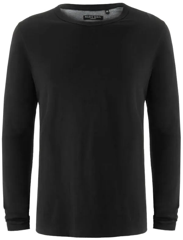 PragueC Long Sleeve Cotton Jersey Top in Black