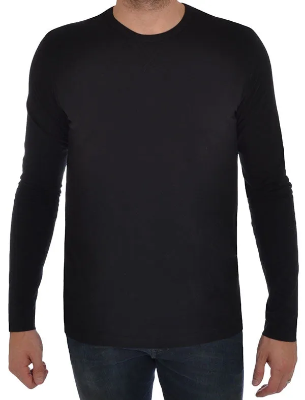PragueC Long Sleeve Cotton Jersey Top in Black