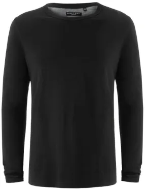 PragueC Long Sleeve Cotton Jersey Top in Black