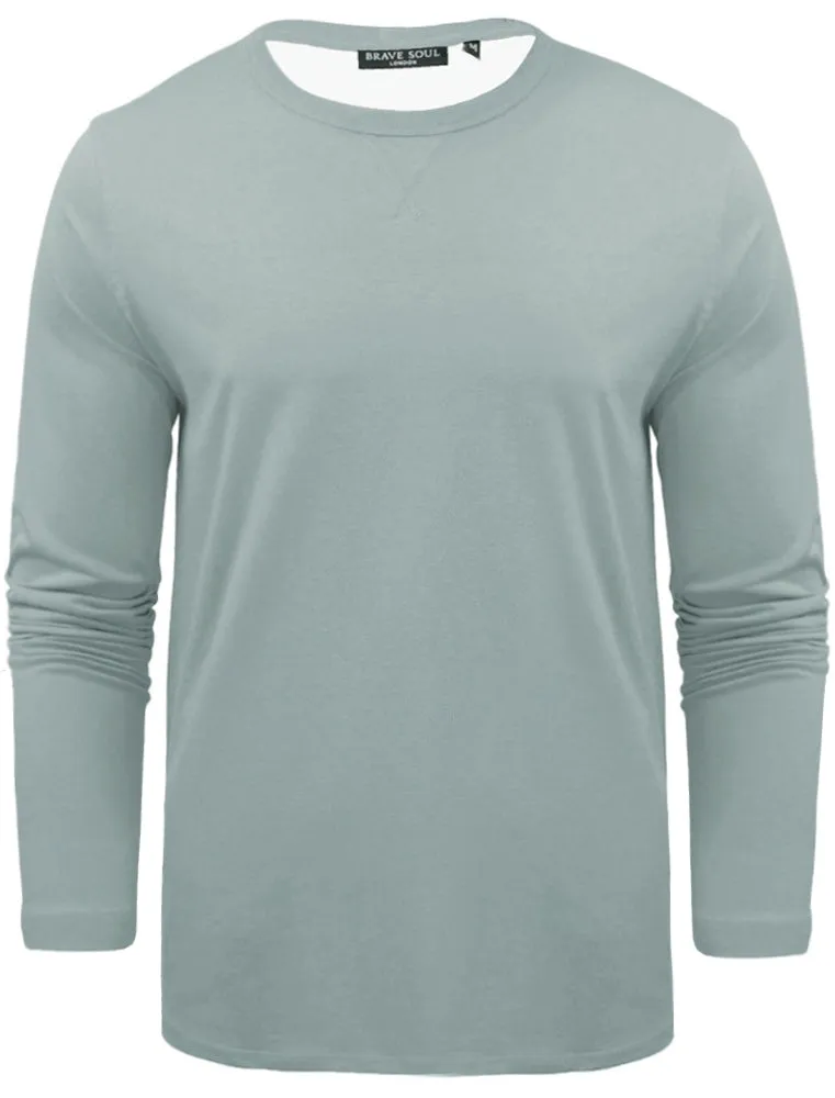 PragueJ Long Sleeve Cotton Jersey Top in Steel Blue