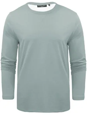 PragueJ Long Sleeve Cotton Jersey Top in Steel Blue