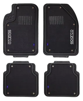 SPARCO UNIVERSAL 5PCS CAR MAT SET PVC   POLYESTER BLACK